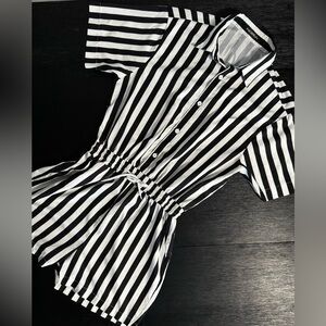 Black and White Striped Men's Jumpsuit